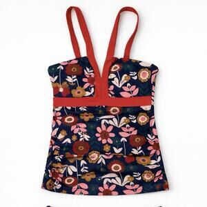 Boden NWT Colorful Floral Corsica V-Neck Tankini Top Size 2